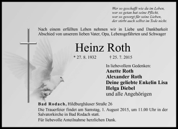 Traueranzeige von Heinz Roth von Neue Presse Coburg
