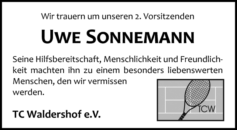  Traueranzeige für Uwe Sonnemann vom 16.04.2015 aus Frankenpost