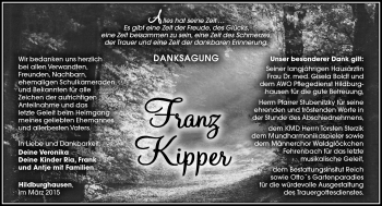 Traueranzeige von Franz Kipper von Südthüringer Presse