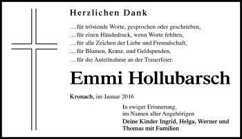 Traueranzeige von Emmi Hollubarsch von Neue Presse Coburg