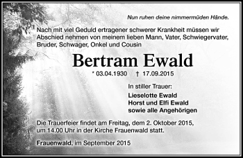 Traueranzeige von Bertram Ewald von Südthüringer Presse