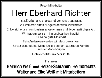 Traueranzeige von Eberhard Richter von Frankenpost