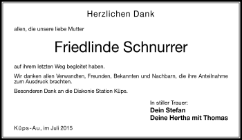 Traueranzeige von Friedlinde Schnurrer von Neue Presse Coburg