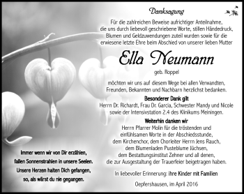 Traueranzeige von Ella Neumann von Südthüringer Presse