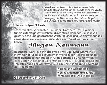 Traueranzeige von Jürgen Neumann von Südthüringer Presse