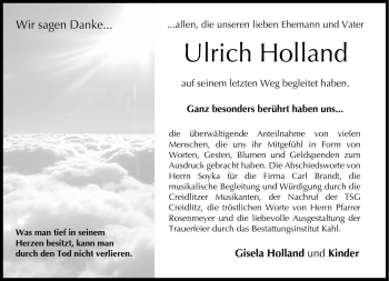 Traueranzeige von Ulrich Holland von Neue Presse Coburg