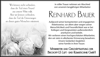 Traueranzeige von Reinhard Bauer von Neue Presse Coburg