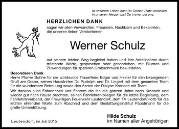 Traueranzeige von Werner Schulz von Neue Presse Coburg
