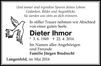 Traueranzeige von Dieter Ihmor von Südthüringer Presse