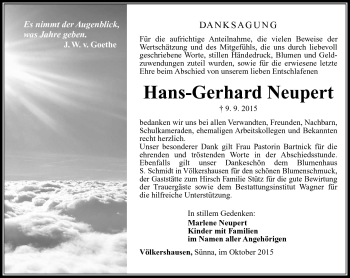 Traueranzeige von Hans-Gerhard Neupert von Südthüringer Presse