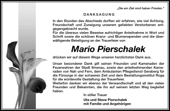 Traueranzeige von Mario Pierschalek von Südthüringer Presse