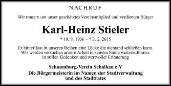 Traueranzeige von Karl-Heinz Stieler von Südthüringer Presse