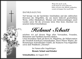 Traueranzeige von Helmut Schatt von Südthüringer Presse