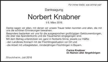 Traueranzeige von Norbert Knaber von Neue Presse Coburg