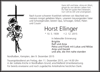 Traueranzeige von Horst Ellinger von Frankenpost