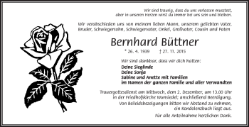 Traueranzeige von Bernhard Büttner von Frankenpost