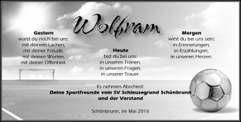Traueranzeige von Wolfram Lösch von Südthüringer Presse
