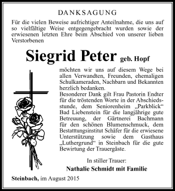 Traueranzeige von Sigrid Peter von Südthüringer Presse