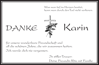 Traueranzeige von Karin Franz von Frankenpost