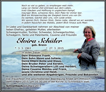 Traueranzeige von Elvira Schüler von Südthüringer Presse