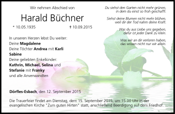 Traueranzeige von Harald Büchner von Neue Presse Coburg