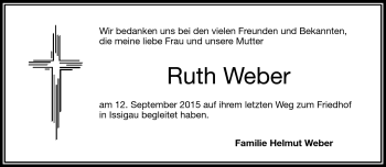Traueranzeige von Ruth Weber von Frankenpost