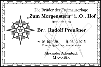 Traueranzeige von Rudolf Preußner von Frankenpost