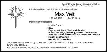 Traueranzeige von Max Veit von Frankenpost