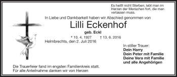 Traueranzeige von Lilli Eckendorf von Frankenpost