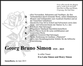 Traueranzeige von Georg Bruno von Südthüringer Presse