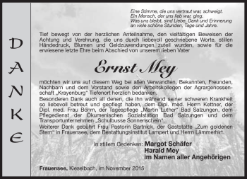 Traueranzeige von Ernst Mey von Südthüringer Presse