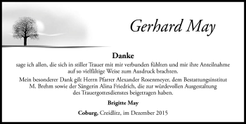 Traueranzeige von Gerhard May von Neue Presse Coburg