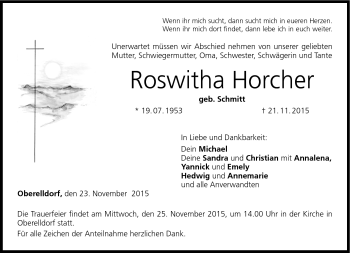 Traueranzeige von Roswitha Horcher von Neue Presse Coburg
