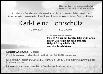 Traueranzeige von Karl-Heinz Flohrschütz von Neue Presse Coburg
