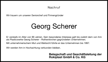 Traueranzeige von Geor Scherer von Neue Presse Coburg