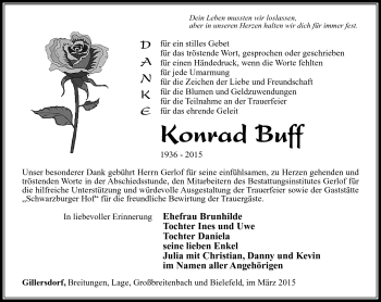 Traueranzeige von Konrad Buff von Südthüringer Presse