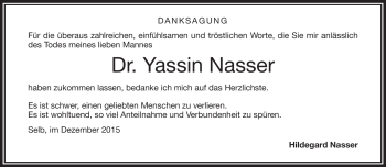 Traueranzeige von Yassin Nasser von Frankenpost