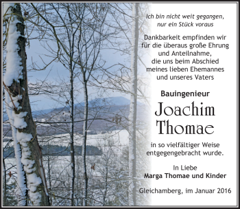 Traueranzeige von Joachim Thomae von Südthüringer Presse