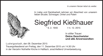 Traueranzeige von Siegfried Kießhauer von Neue Presse Coburg