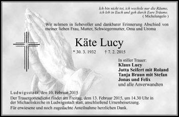 Traueranzeige von Käte Lucy von Neue Presse Coburg