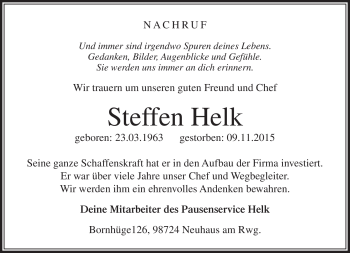 Traueranzeige von Steffen Helk von Südthüringer Presse