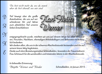 Traueranzeige von Karl-Heinz Werner von Südthüringer Presse