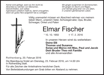 Traueranzeige von Elmar Fischer von Neue Presse Coburg