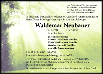 Traueranzeige von Waldemar Neubauer von Neue Presse Coburg