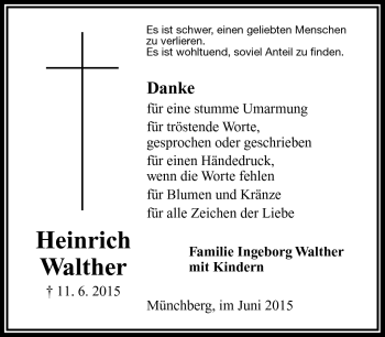 Traueranzeige von Heinrich Walther von Frankenpost