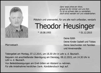 Traueranzeige von Theodor Heusinger von Neue Presse Coburg
