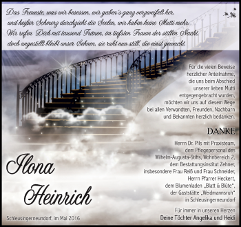 Traueranzeige von Ilona Heinrich von Südthüringer Presse