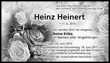 Traueranzeige von Heinz Heinert von Neue Presse Coburg