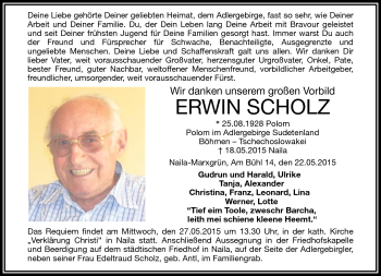 Traueranzeige von Erwin Scholz von Frankenpost