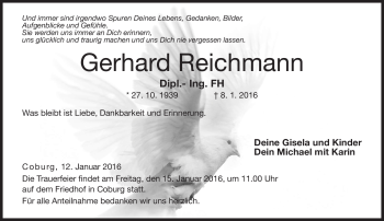 Traueranzeige von Gerhard Reichmann von Neue Presse Coburg